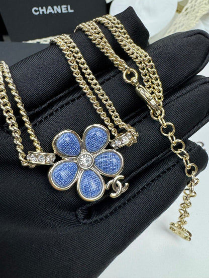 [⭐Glow]New Blue Floral Double-Layer Necklace
