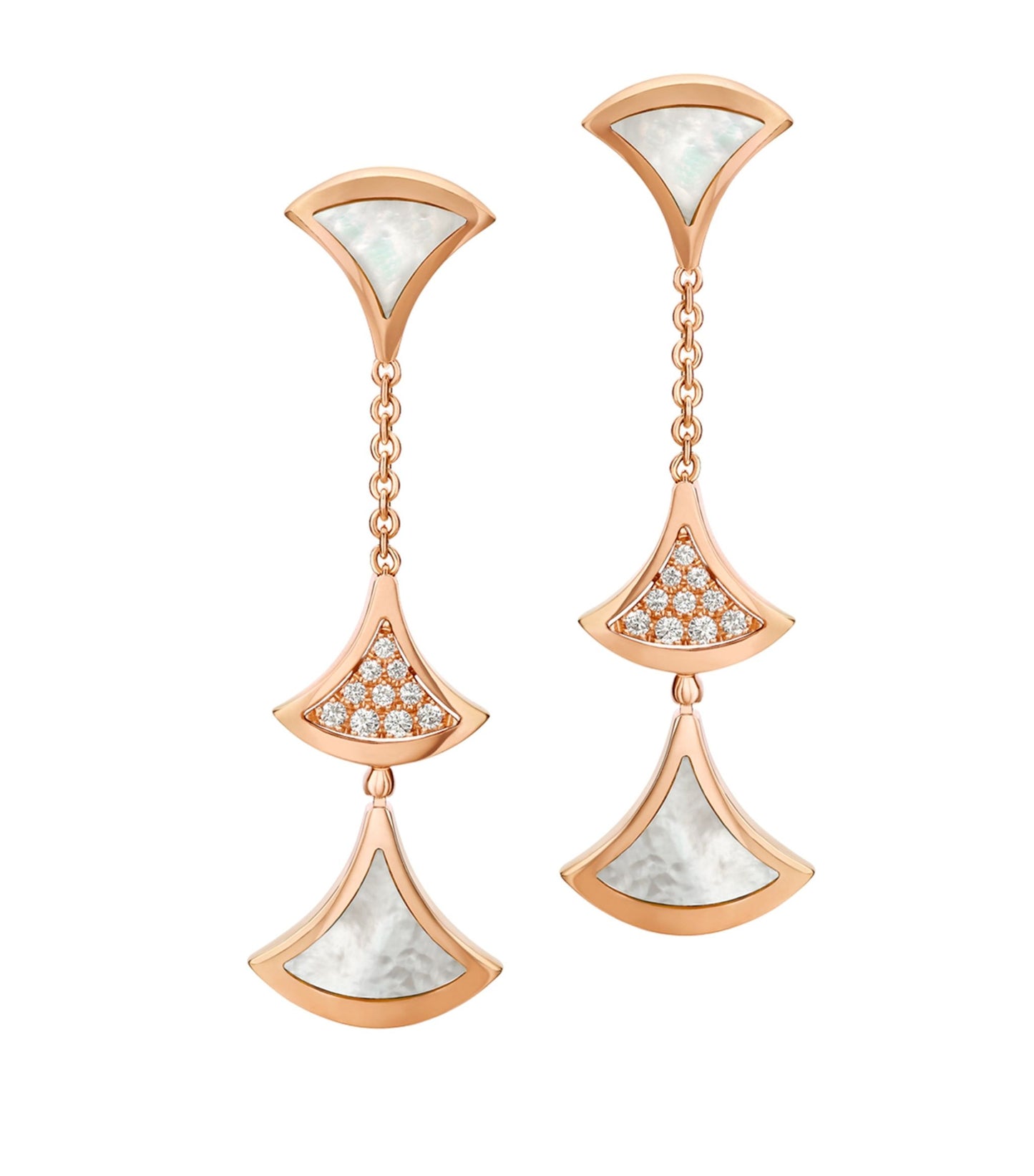 [⭐Glow]DREAM EARRINGS 3 MOTIFS DIAMOND MOP PINK GOLD