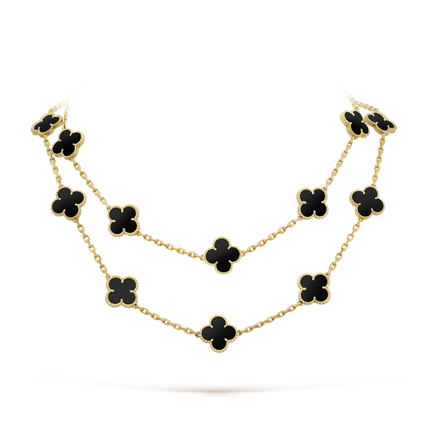 [⭐Glow]CLOVER 20 MOTIFS ONYX NECKLACE