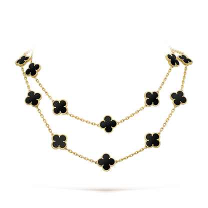 [⭐Glow]CLOVER 20 MOTIFS ONYX NECKLACE