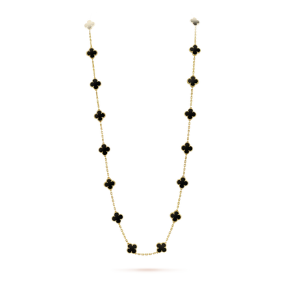 [⭐Glow]CLOVER 20 MOTIFS ONYX NECKLACE