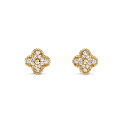 [⭐Glow]CLOVER MEDIUM 1 MOTIFS FUll DIAMOND EARRINGS