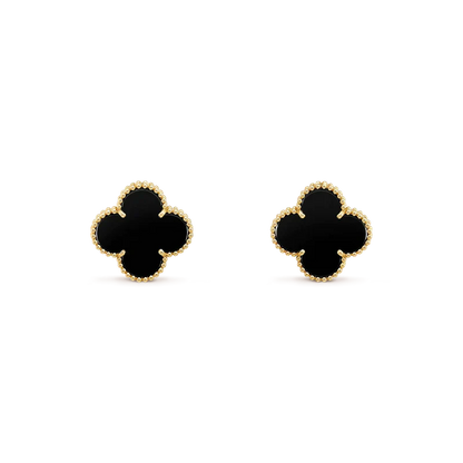 [⭐Glow]CLOVER MEDIUM 1 MOTIFS  ONYX STUD EARRINGS
