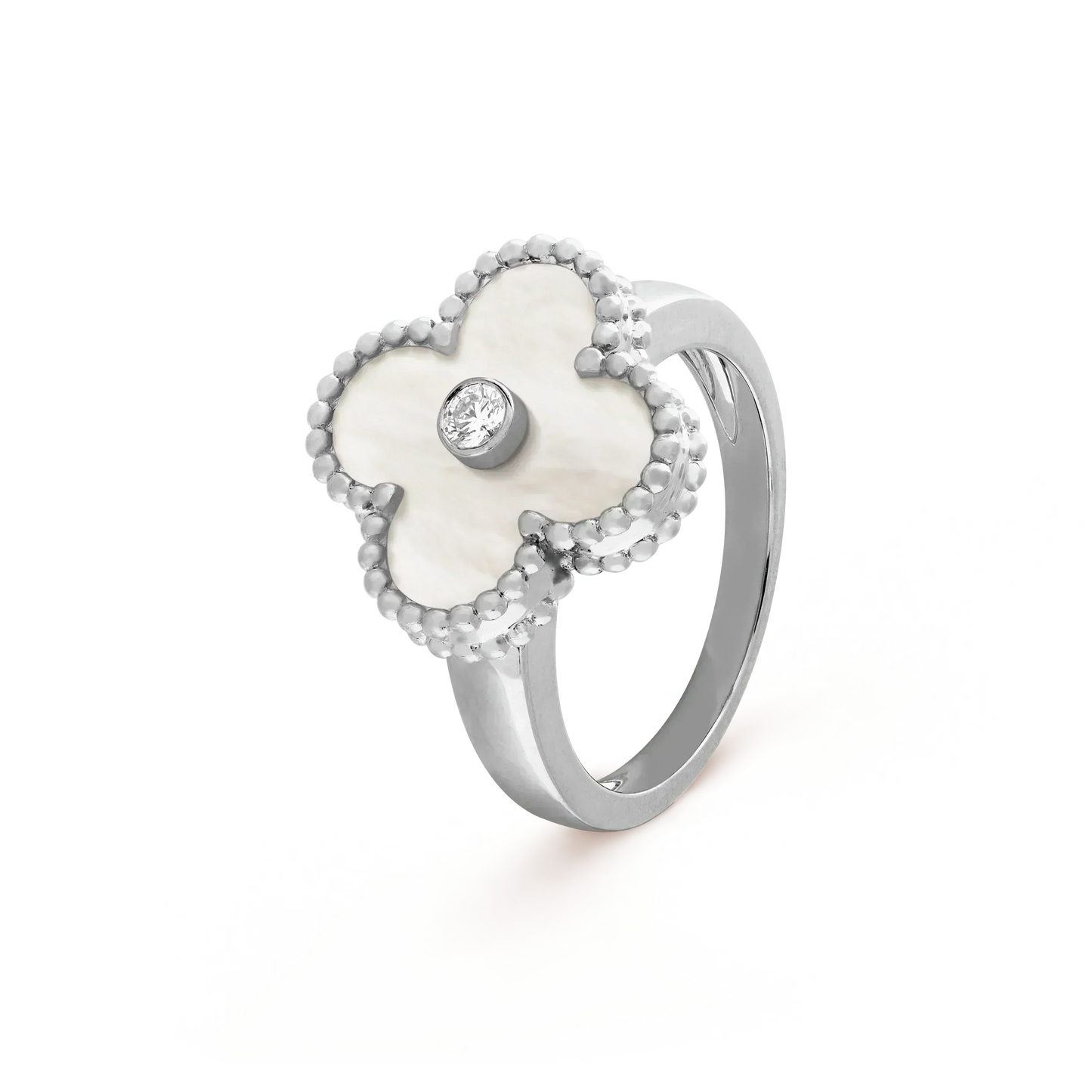 [⭐Glow]CLOVER SILVER MOP DIAMOND RING