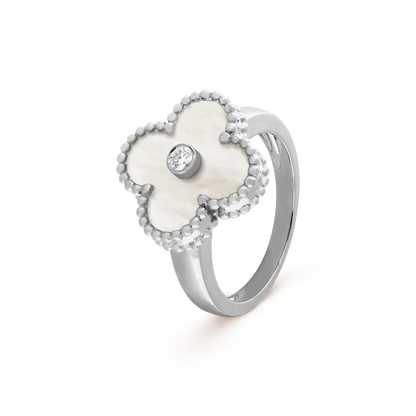 [⭐Glow]CLOVER SILVER MOP DIAMOND RING