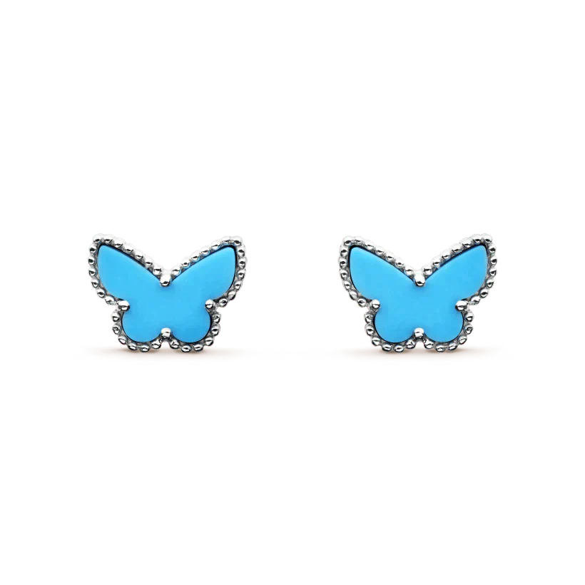[⭐Glow]BUTTERFLY TURQUOISE EARRINGS SILVER
