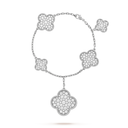 [⭐Glow]CLOVER 6 MOTIFS SILVER DIAMOND BRACELET