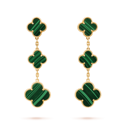 [⭐Glow]CLOVER MALACHITE 3 MOTIFS GOLD
