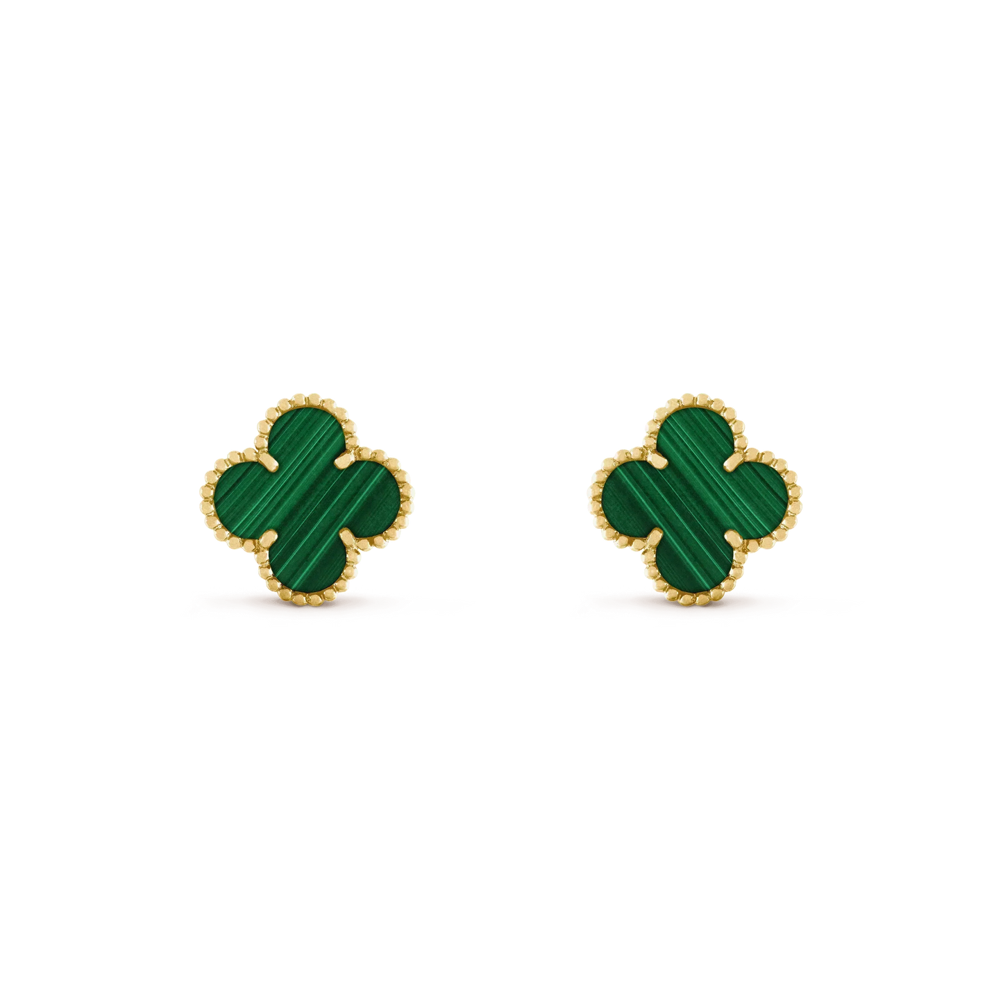 [⭐Glow]CLOVER MEDIUM 1 MOTIFS MALACHITE  EARRINGS