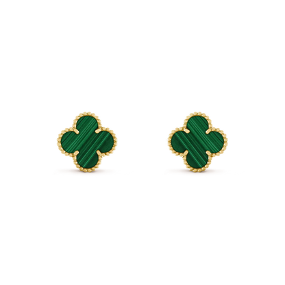 [⭐Glow]CLOVER MEDIUM 1 MOTIFS MALACHITE  EARRINGS
