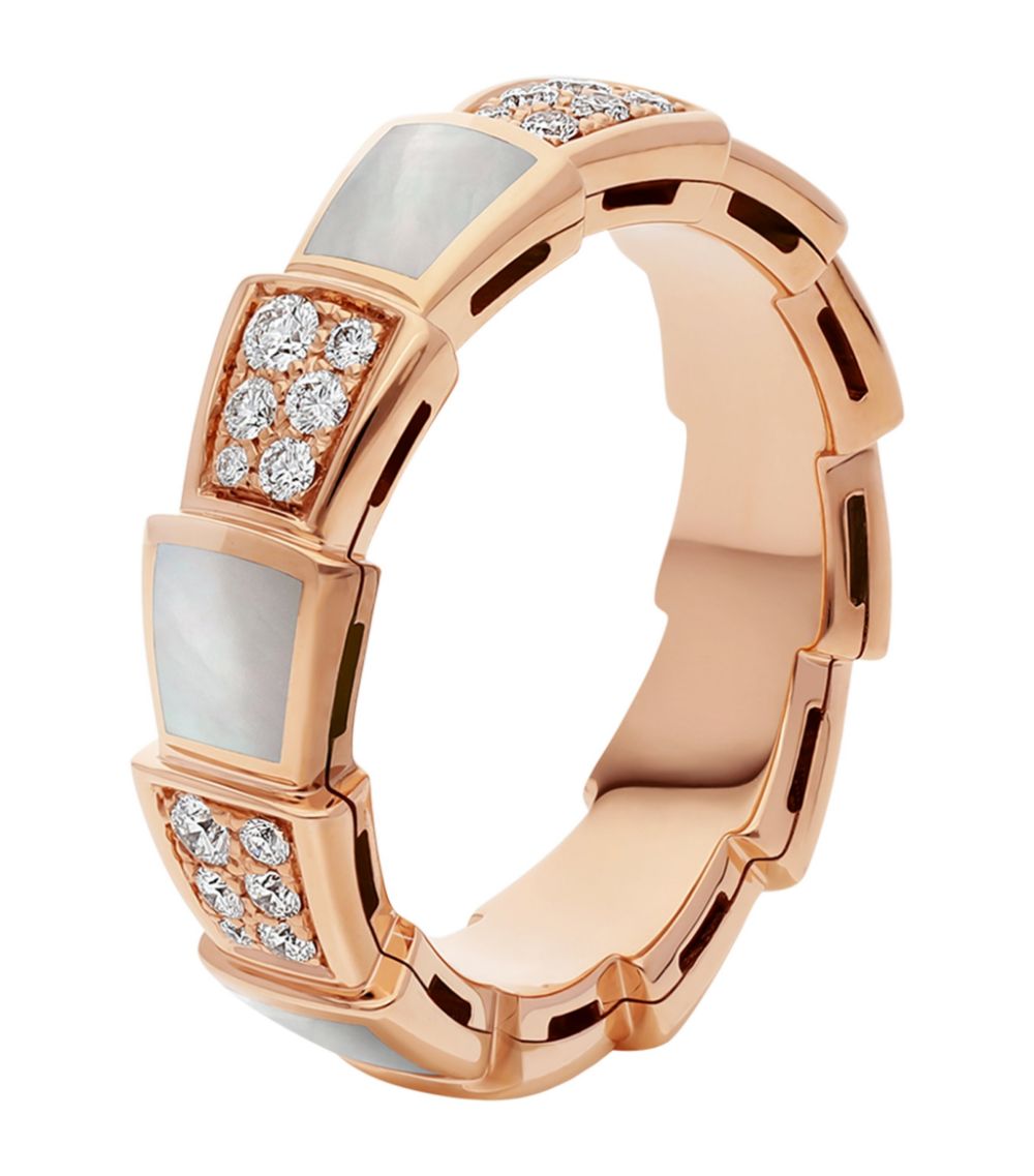 [⭐Glow]SERPENTI RING PINK GOLD MOP DIAMOND PAVED 4MM