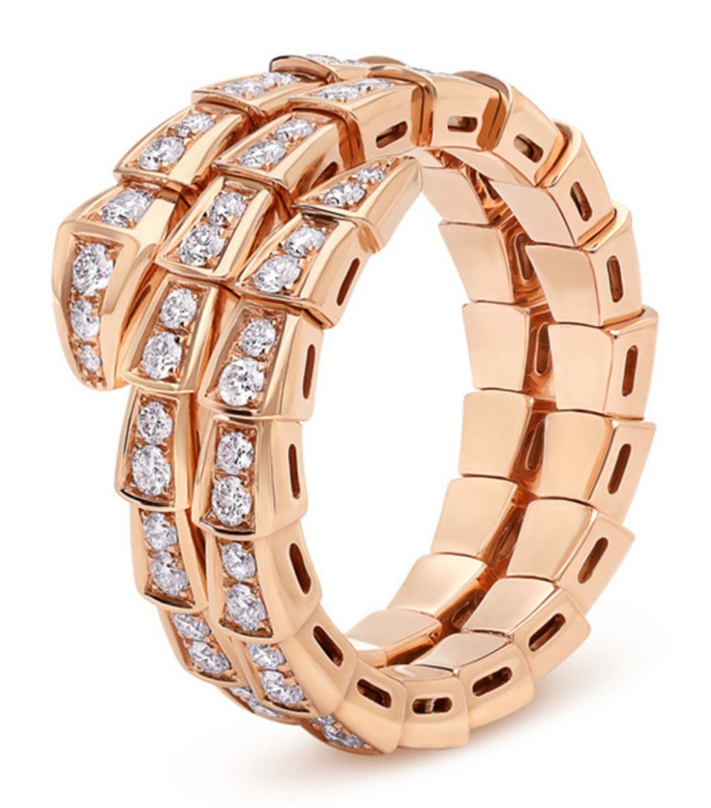 [⭐Glow]SERPENTI RING PINK GOLD DIAMOND DOUBLE ROW
