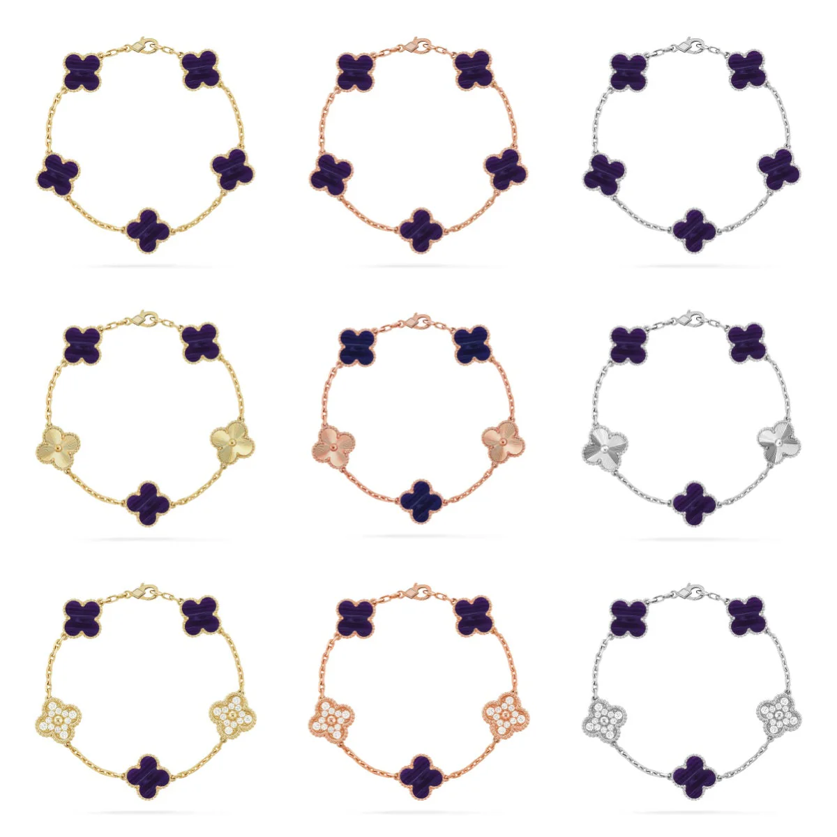 [⭐Glow]CLOVER 5 MOTIF PURPLE STRIPES BRACELET COLLECTION
