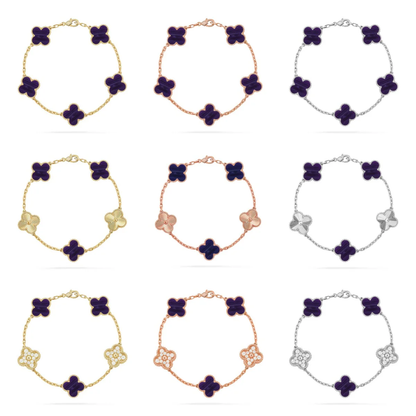[⭐Glow]CLOVER 5 MOTIF PURPLE STRIPES BRACELET COLLECTION