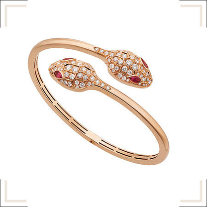 [⭐Glow]SERPENTI BRACELET PINK GOLD DIAMOND DOUBLE SNAKE