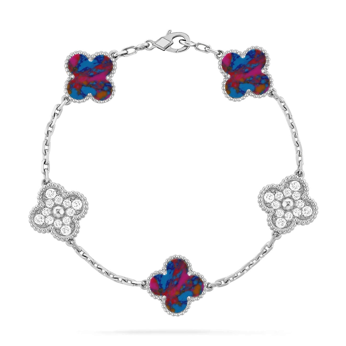 [⭐Glow]CLOVER 5 MOTIF COLOR GEMSTONES BRACELET COLLECTION