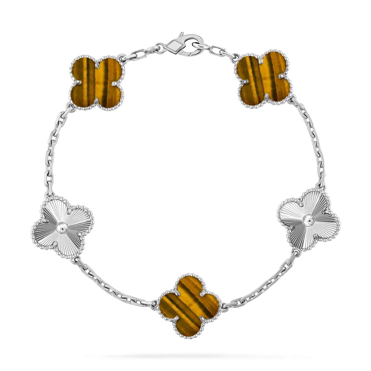 [⭐Glow] CLOVER 5 MOTIFS TIGER EYE BRACELET COLLECTION