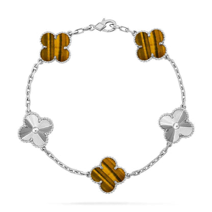 [⭐Glow] CLOVER 5 MOTIFS TIGER EYE BRACELET COLLECTION