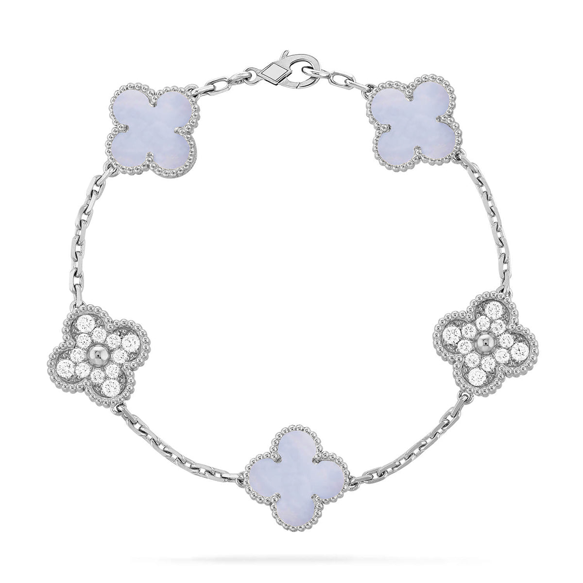 [⭐Glow] CLOVER 5 MOTIF PURPLE CHALCEDONY BRACELET COLLECTION