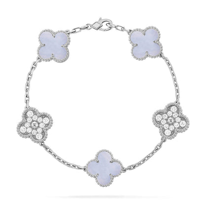 [⭐Glow] CLOVER 5 MOTIF PURPLE CHALCEDONY BRACELET COLLECTION