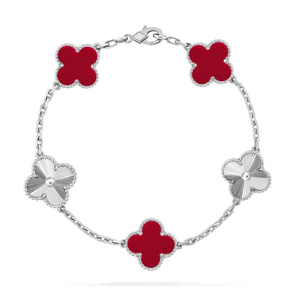 [⭐Glow] CLOVER 5 MOTIF RED CORNELIAN BRACELET COLLECTION