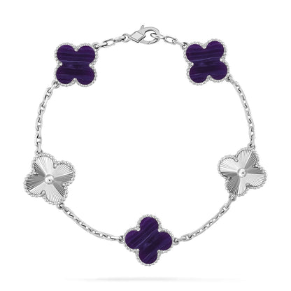 [⭐Glow]CLOVER 5 MOTIF PURPLE STRIPES BRACELET COLLECTION