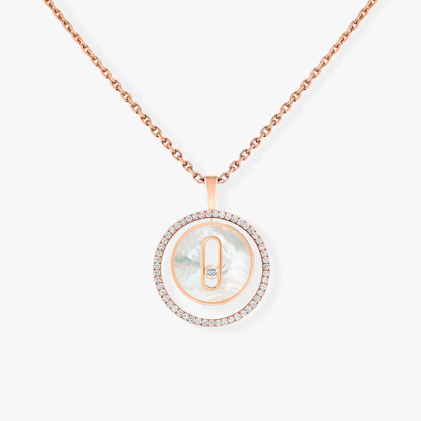 [⭐Glow]Demo MOVE 1 DIAMOND WHITE MOTHER OF PEARL PINK GOLD DIAMOND NECKLACE
