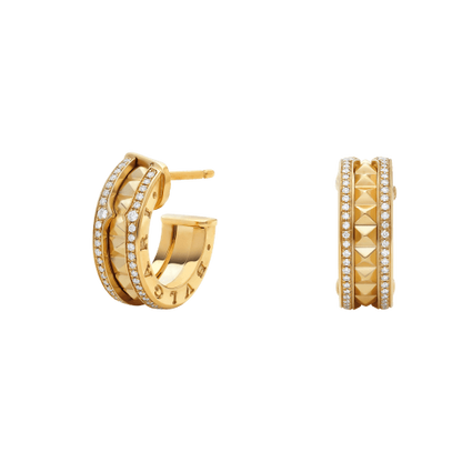 [⭐Glow]ZERO 1 ROCK GOLD EARRINGS WITH STUDDED SPIRAL AND PAVED DIAMONDS