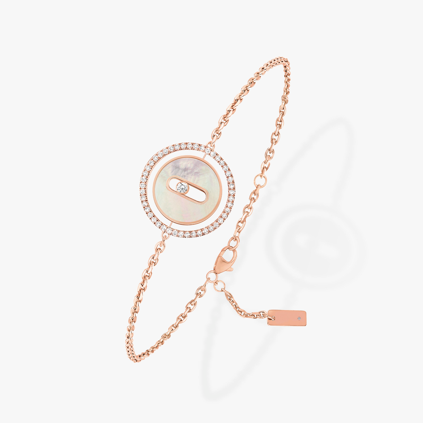 [⭐Glow]Demo MOVE WHITE MOTHER OF PEARL PINK GOLD DIAMOND BRACELET