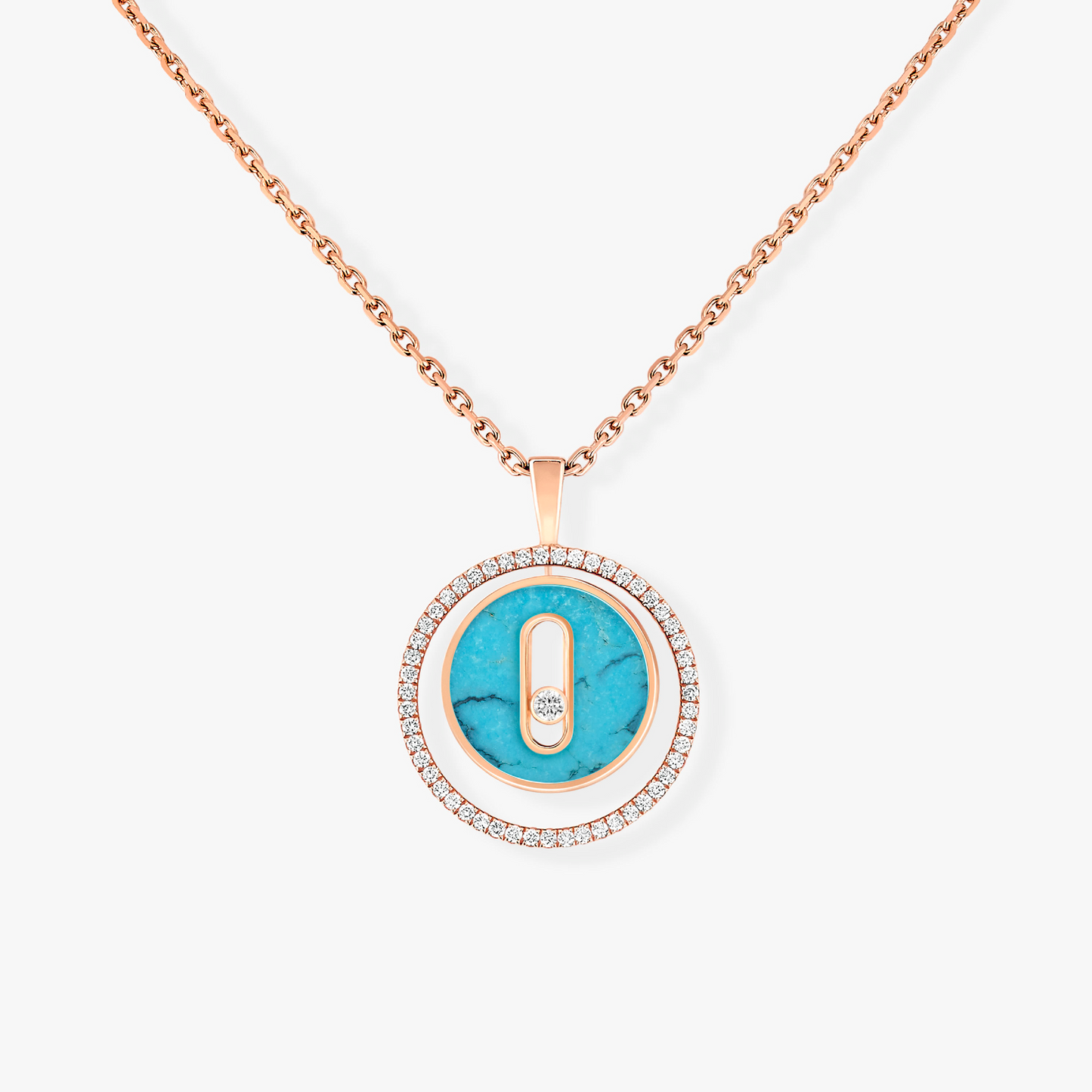 [⭐Glow]Demo MOVE 1 DIAMOND TURQUOISE PINK GOLD DIAMOND NECKLACE