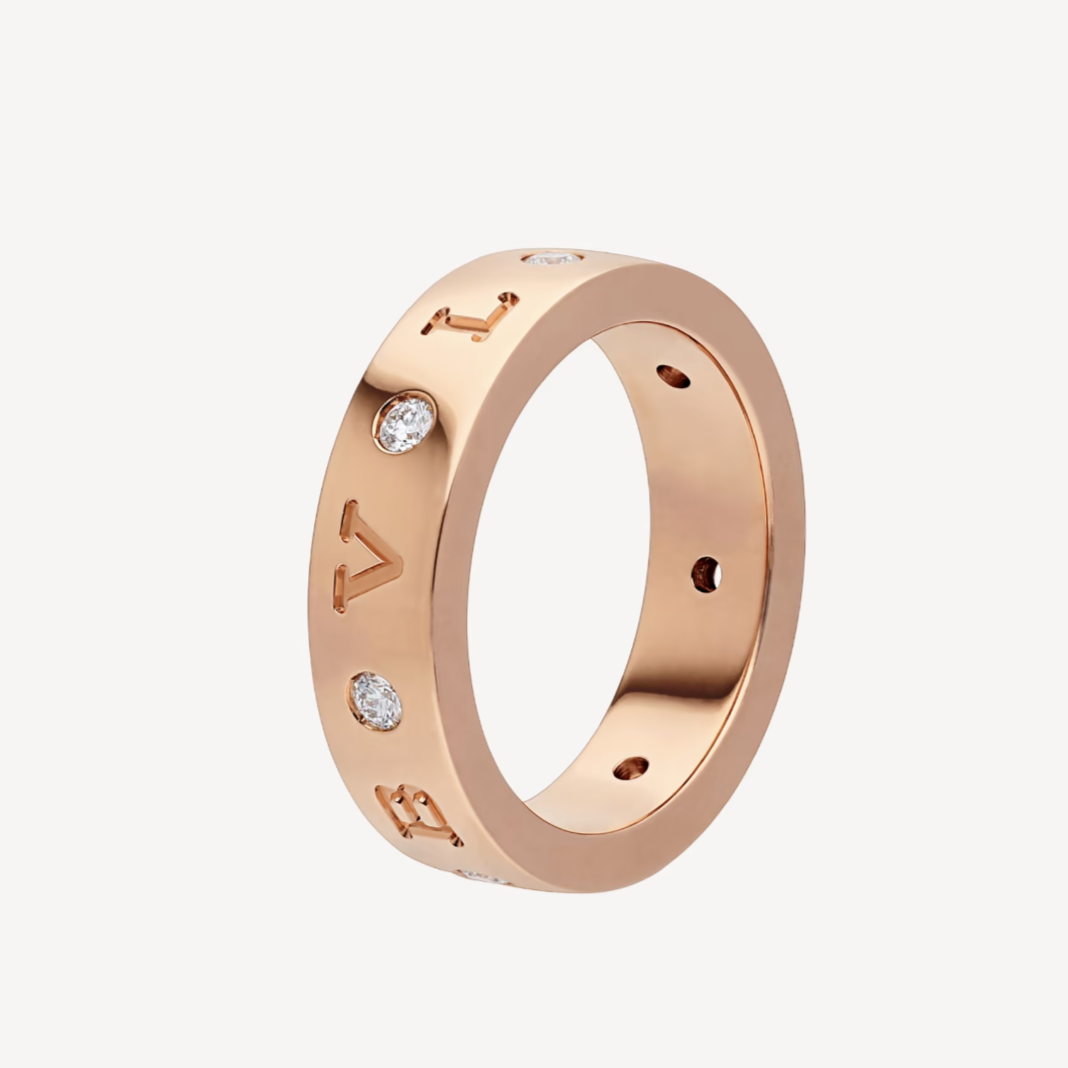 [⭐Glow]ZERO 1 ESSENTIAL PINK GOLD BAND WITH DIAMONDS RING