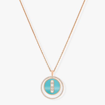 [⭐Glow]Demo MOVE 3 DIAMONDS TURQUOISE PINK GOLD DIAMOND NECKLACE