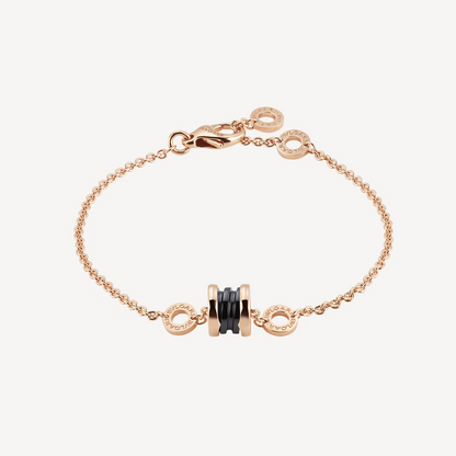 [⭐Glow]ZERO 1 SOFT PINK GOLD AND BLACK CERAMIC BRACELET