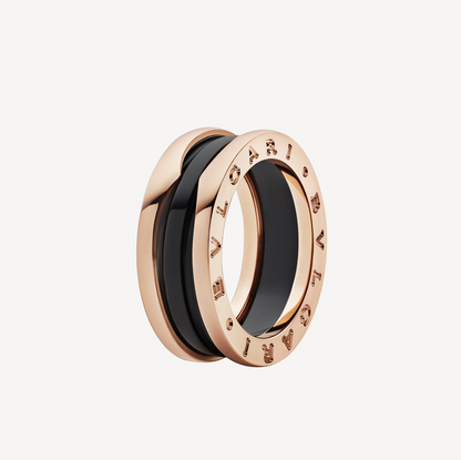 [⭐Glow]ZERO 1 TWO-BAND LOOPS AND BLACK CERAMIC PINK GOLD RING