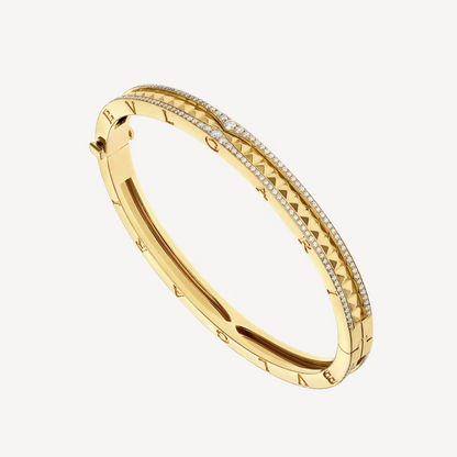 [⭐Glow]ZERO 1 SPIRAL AND PAVED DIAMOND GOLD BRACELET
