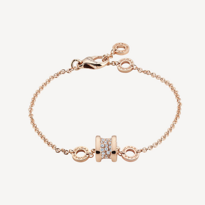 [⭐Glow]ZERO 1 SOFT PINK GOLD WITH PAVED DIAMONDS ON THE SPIRAL BRACELET
