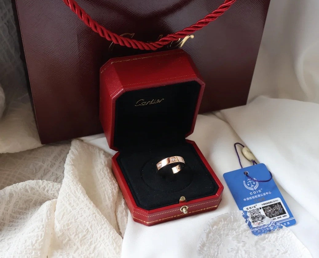 [⭐Glow]LOVE RING 5.5MM 6 DIAMONDS PINK GOLD