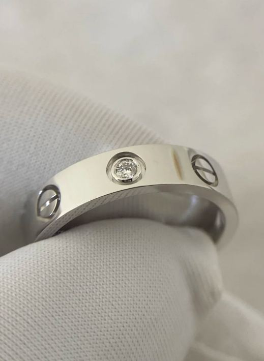 [⭐Glow]LOVE RING 4MM 1 DIAMOND SILVER