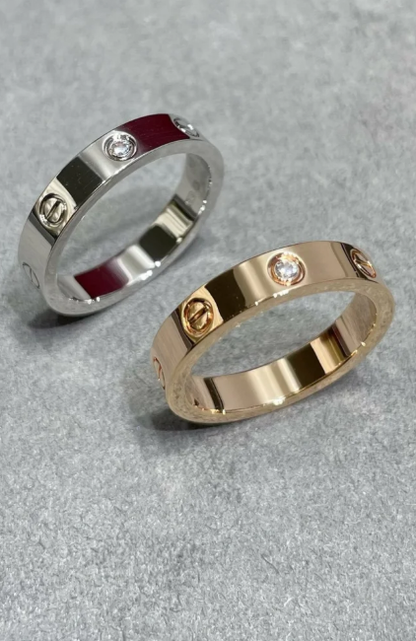 [⭐Glow]LOVE RING 4MM 1 DIAMOND SILVER