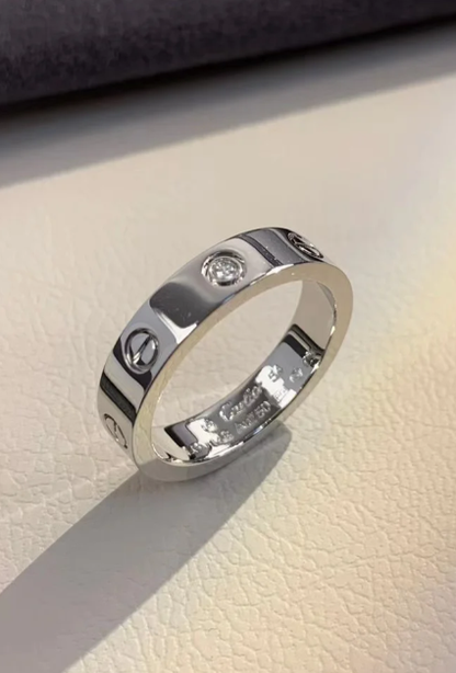 [⭐Glow]LOVE RING 4MM 1 DIAMOND SILVER