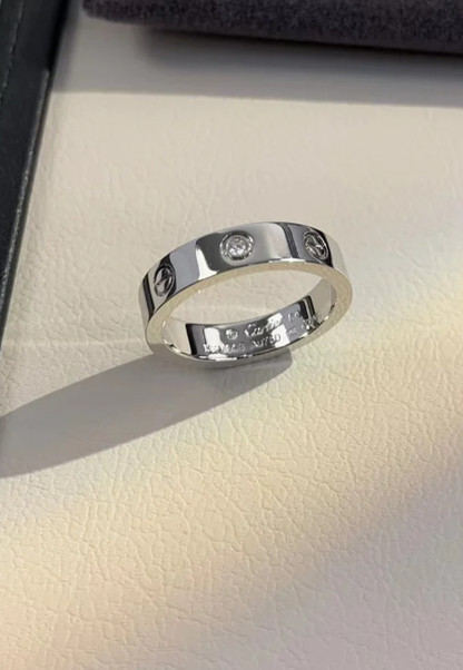 [⭐Glow]LOVE RING 4MM 1 DIAMOND SILVER