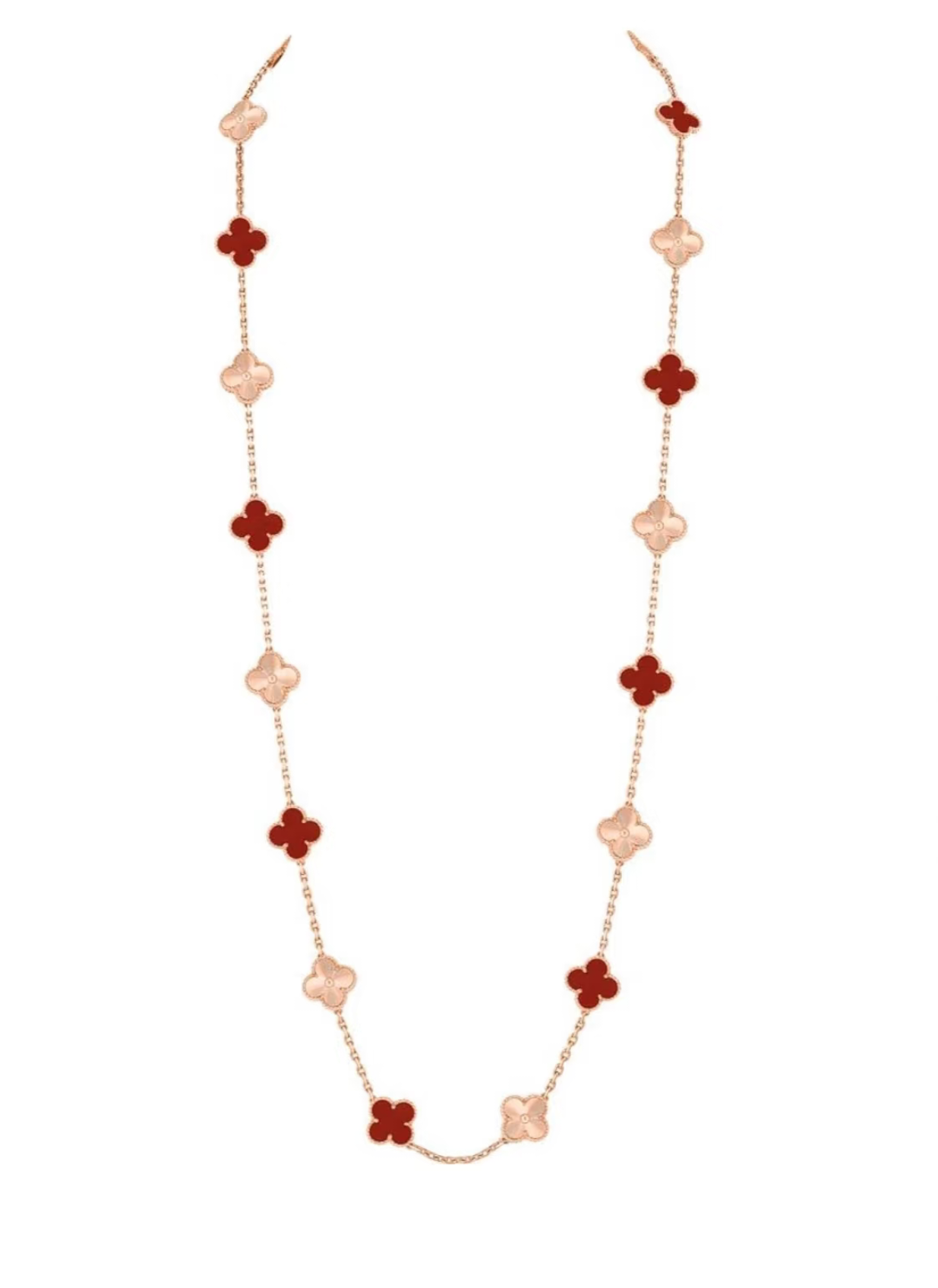 [⭐Glow]CLOVER 20 MOTIFS LASER CARNELIAN NECKLACE
