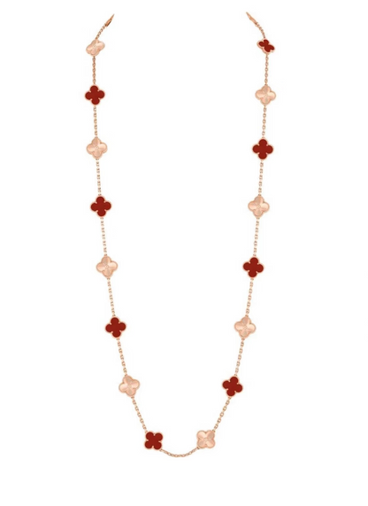 [⭐Glow]CLOVER 20 MOTIFS LASER CARNELIAN NECKLACE