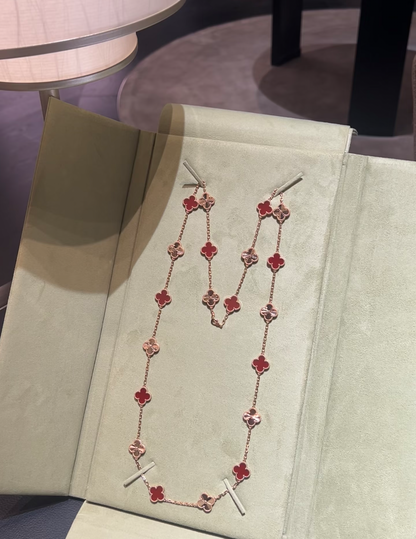 [⭐Glow]CLOVER 20 MOTIFS LASER CARNELIAN NECKLACE