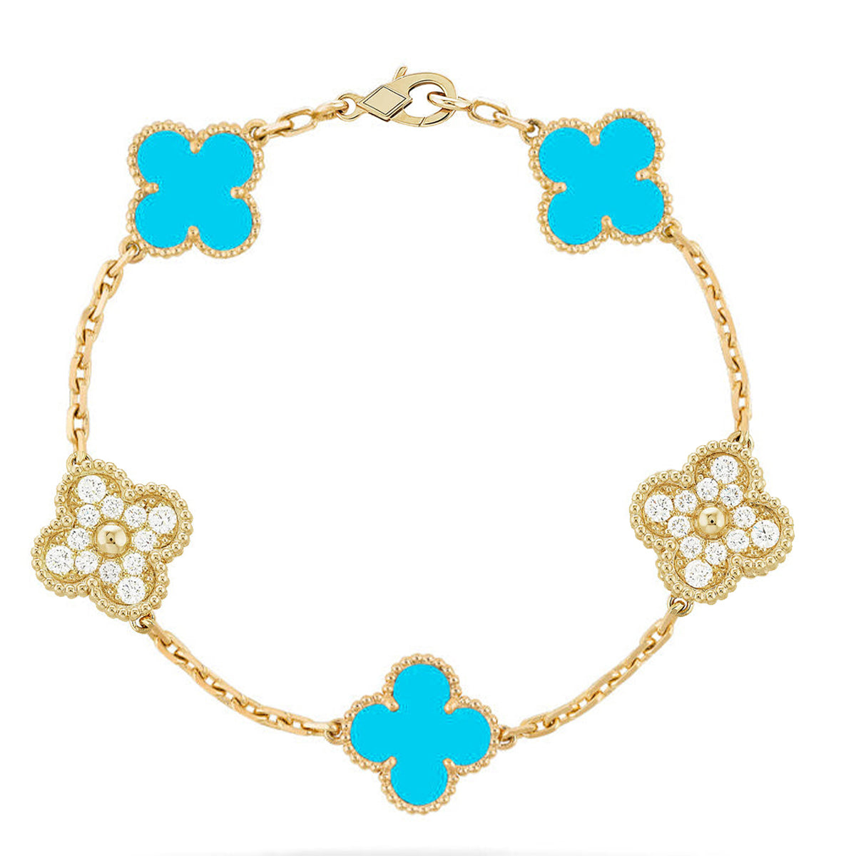 [⭐Glow] CLOVER 5 MOTIF TURQUOISE BRACELET COLLECTION