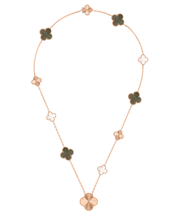 [⭐Glow]DETACHABLE CLOVER 15(11+4) FLOWER SILVER NECKLACE SET
