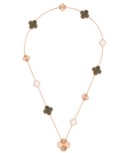 [⭐Glow]DETACHABLE CLOVER 15(11+4) FLOWER SILVER NECKLACE SET