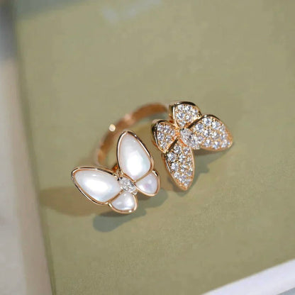 [⭐Glow]TWIN BUTTERFLY DIAMOND MOP RING