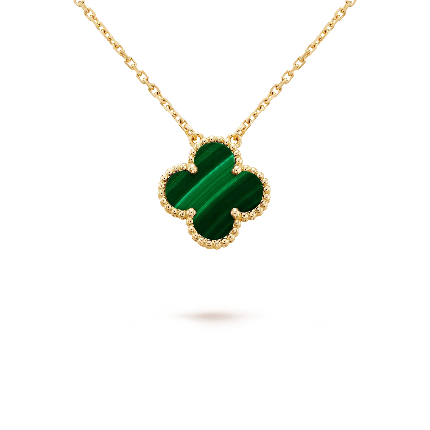 [⭐Glow]CLOVER 15MM MALACHITE SINGLE FLOWER  NECKLACE