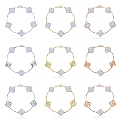 [⭐Glow] CLOVER 5 MOTIF PURPLE CHALCEDONY BRACELET COLLECTION